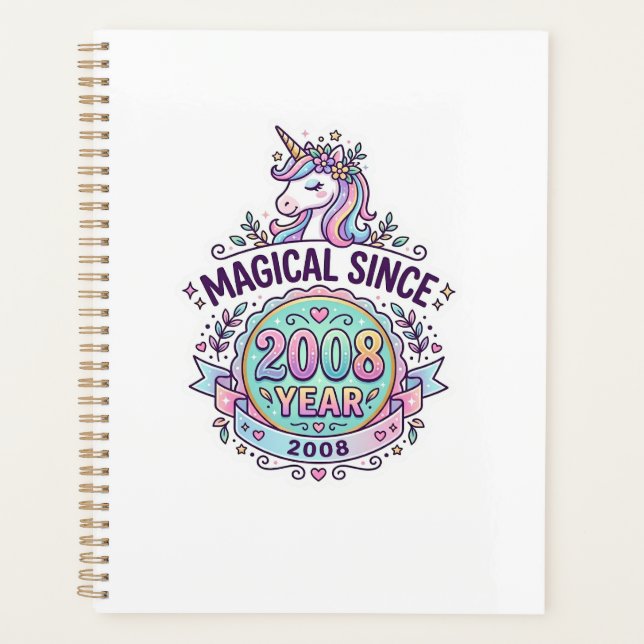 Unicorn Magical Since Year Graphic Design Zazzle D Planner (Front)