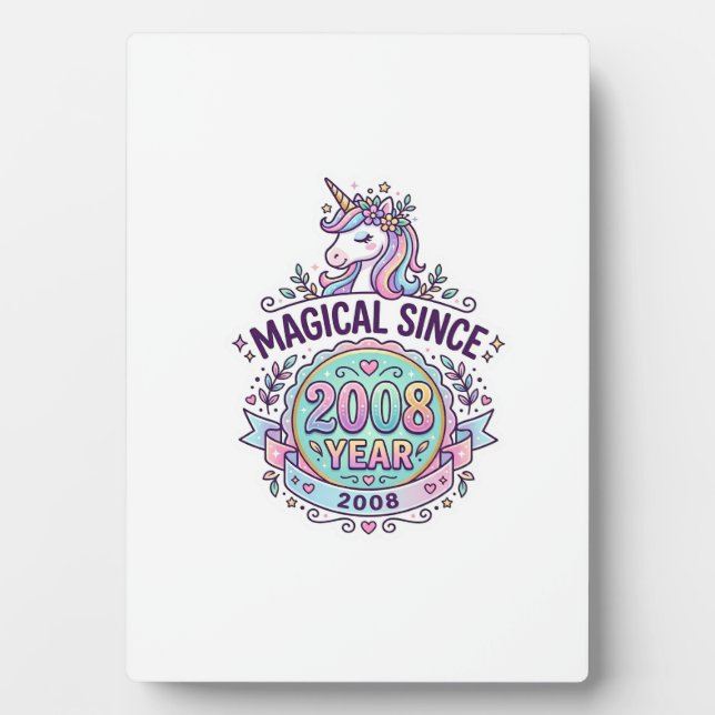 Unicorn Magical Since Year Graphic Design Zazzle D Plaque (Front)