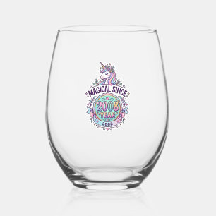 Unicorn Magical Since Year Graphic Design Zazzle D Stemless Wine Glass