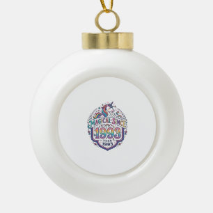 Unicorn Magical Since Year Trendy Print on Demand Ceramic Ball Christmas Ornament