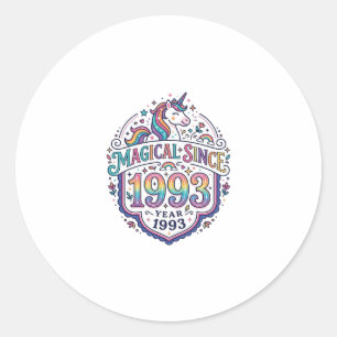 Unicorn Magical Since Year Trendy Print on Demand  Classic Round Sticker