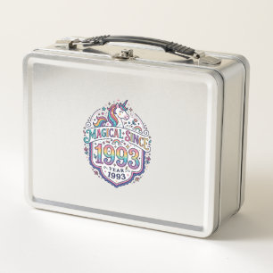 Unicorn Magical Since Year Trendy Print on Demand  Metal Lunch Box