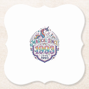 Unicorn Magical Since Year Trendy Print on Demand  Paper Coaster