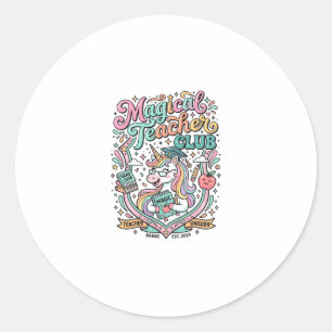 Unicorn Magical Teacher Club Kawaii Marketplace Ar Classic Round Sticker