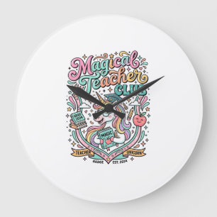 Unicorn Magical Teacher Club Kawaii Marketplace Ar Large Clock