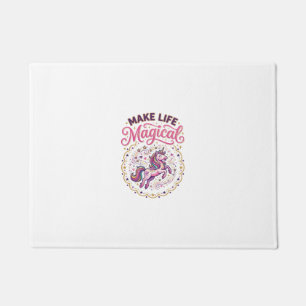 Unicorn Make Life Magical POD Ready White Backgrou Doormat