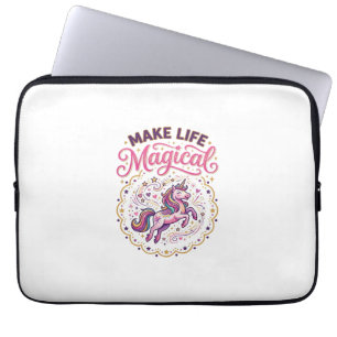 Unicorn Make Life Magical POD Ready White Backgrou Laptop Sleeve