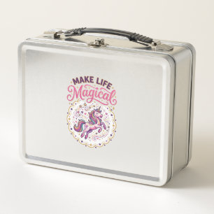 Unicorn Make Life Magical POD Ready White Backgrou Metal Lunch Box