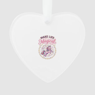 Unicorn Make Life Magical POD Ready White Backgrou Ornament