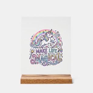 Unicorn Make Life Magical Premium Vector Typograph Acrylic Sign
