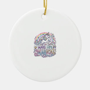Unicorn Make Life Magical Premium Vector Typograph Ceramic Tree Decoration