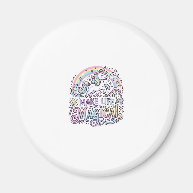 Unicorn Make Life Magical Premium Vector Typograph Magnet (Front)
