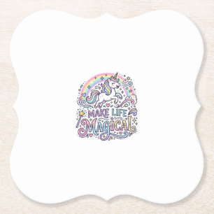 Unicorn Make Life Magical Premium Vector Typograph Paper Coaster