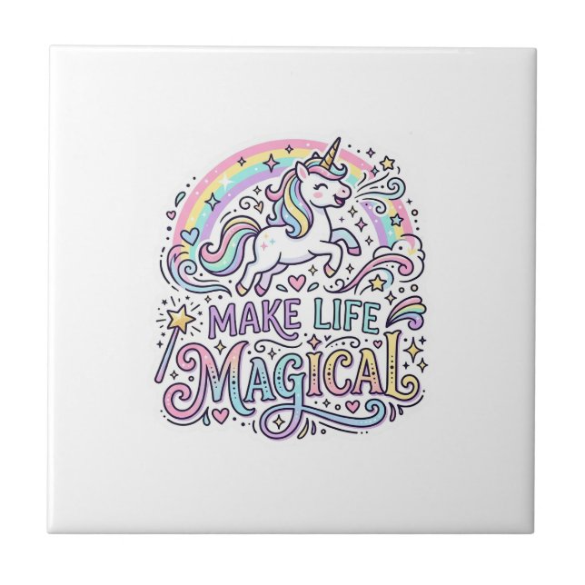 Unicorn Make Life Magical Premium Vector Typograph Tile (Front)