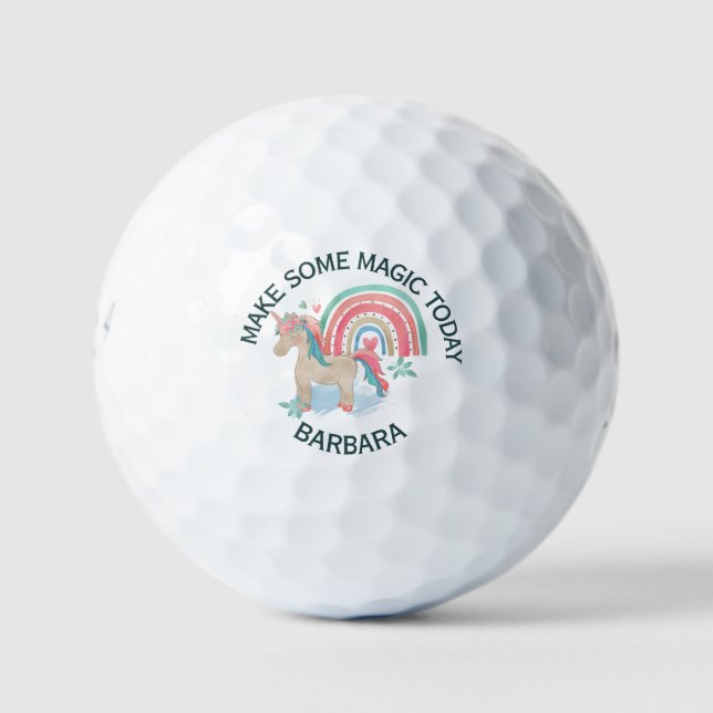 Unicorn Make Magic Personalise Name Golf Balls (Front)