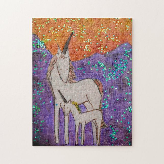 Unicorn Mama and Baby Jigsaw Puzzle (Vertical)