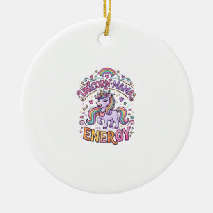 Unicorn Mama Energy Colourful Zazzle Design_1 Ceramic Tree Decoration