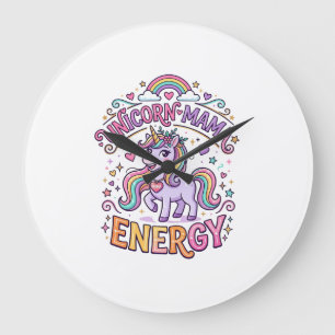 Unicorn Mama Energy Colourful Zazzle Design_1 Large Clock
