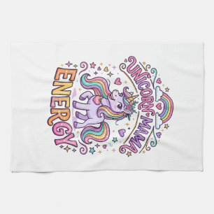 Unicorn Mama Energy Colourful Zazzle Design_1 Tea Towel