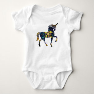 Unicorn  Mandala Art Baby Bodysuit