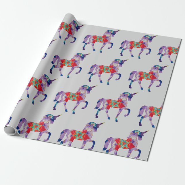 Unicorn Mandala Art Wrapping Paper (Unrolled)