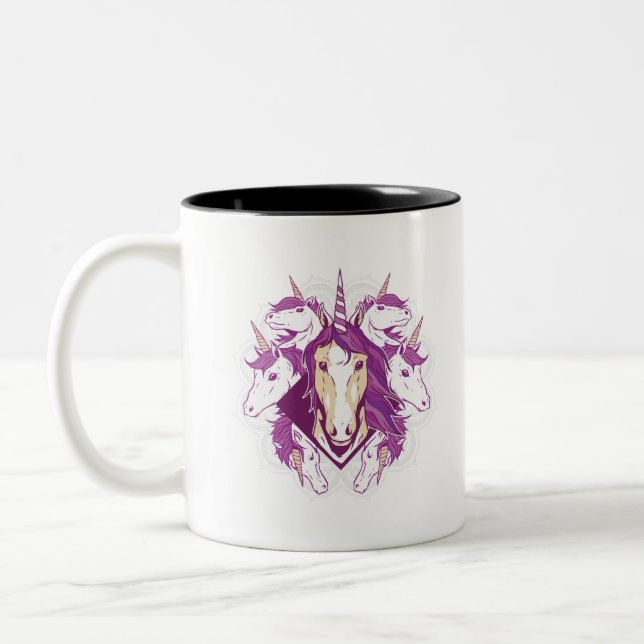Unicorn mandala Two-Tone coffee mug (Left)