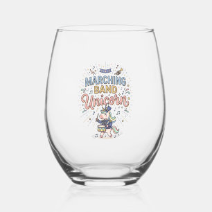 Unicorn Marching Band Unicorn Print Ready Marketpl Stemless Wine Glass