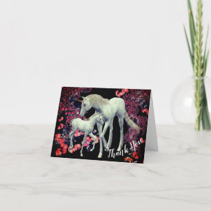 Unicorn Mare And Foal Fantasy Thank You Card