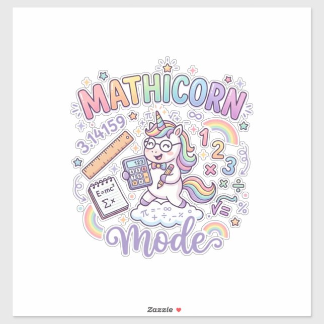 Unicorn Mathicorn Mode Adorable Typography Design_ (Sheet)