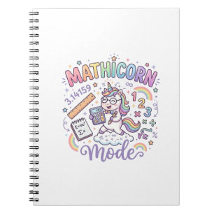 Unicorn Mathicorn Mode Adorable Typography Design_ Notebook