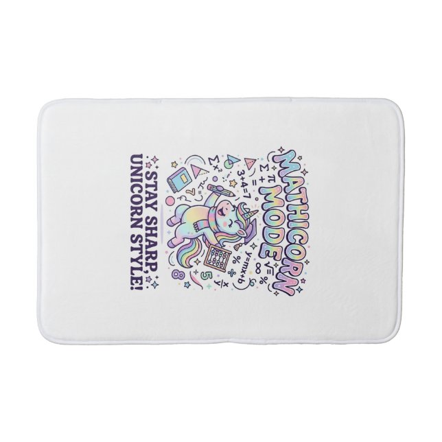 Unicorn Mathicorn Mode Charming White Background D Bath Mat (Front)