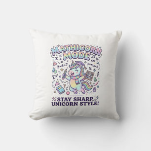 Unicorn Mathicorn Mode Charming White Background D Cushion