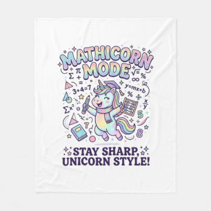 Unicorn Mathicorn Mode Charming White Background D Fleece Blanket