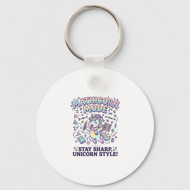 Unicorn Mathicorn Mode Charming White Background D Key Ring (Front)