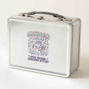 Unicorn Mathicorn Mode Charming White Background D Metal Lunch Box
