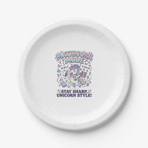 Unicorn Mathicorn Mode Charming White Background D Paper Plate