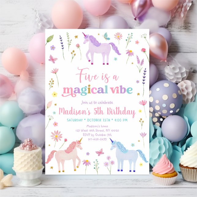 Unicorn Meadow Five is a Magical Vibe Birthday Invitation (Creator Uploaded)