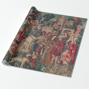 Unicorn Mediaeval Art - Hunters Return to Castle Wrapping Paper