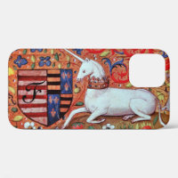 UNICORN MEDIEVAL FANTASY,FLORAL MOTIFS MONOGRAM
