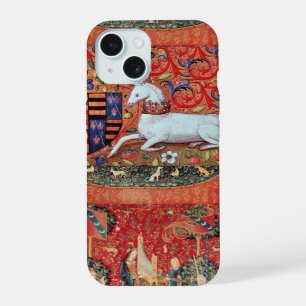 UNICORN ,MEDIEVAL FANTASY FLOWERS,FLORAL iPhone 15 CASE