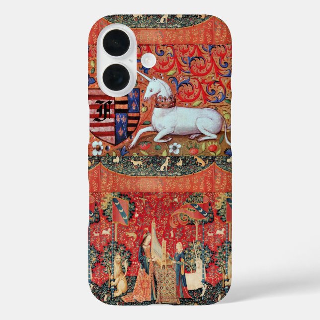 UNICORN ,MEDIEVAL FANTASY FLOWERS,FLORAL MONOGRAM Case-Mate iPhone CASE (Back)