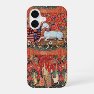 UNICORN ,MEDIEVAL FANTASY FLOWERS,FLORAL MONOGRAM iPhone 16 CASE