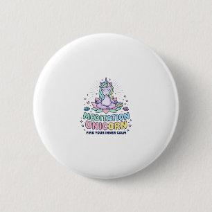 Unicorn Meditation Unicorn Bold Typography T-Shirt 6 Cm Round Badge