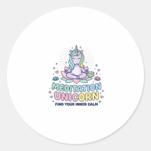 Unicorn Meditation Unicorn Bold Typography T-Shirt Classic Round Sticker