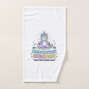 Unicorn Meditation Unicorn Bold Typography T-Shirt Hand Towel