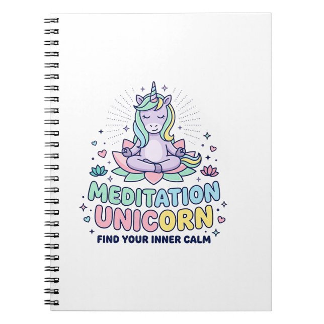 Unicorn Meditation Unicorn Bold Typography T-Shirt Notebook (Front)