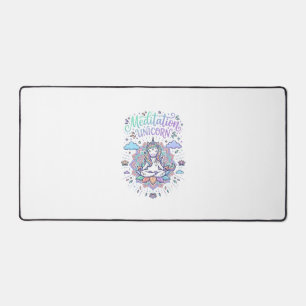 Unicorn Meditation Unicorn White Background Vector Desk Mat