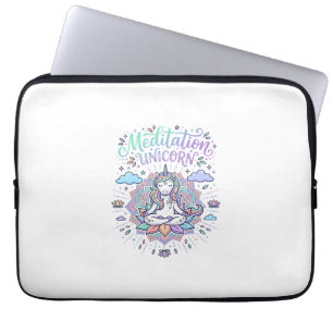 Unicorn Meditation Unicorn White Background Vector Laptop Sleeve