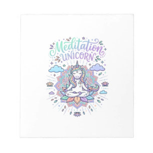 Unicorn Meditation Unicorn White Background Vector Notepad