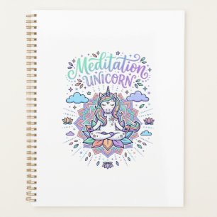 Unicorn Meditation Unicorn White Background Vector Planner